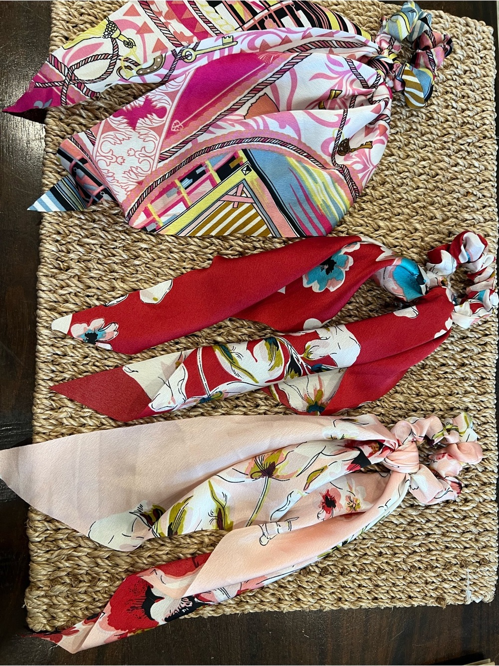 💕 Set of 3 Scrunchie Hair Scarves – Floral Prints – Imported 💕